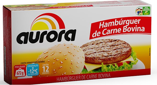 Hambúrguer bovino Aurora caixeta 12 x 56 g
