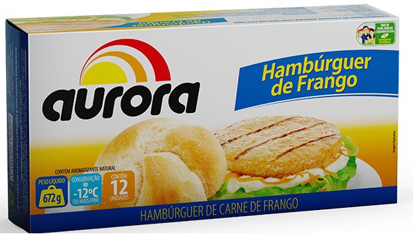 Hambúrguer frango Aurora caixeta 12 x 56 g