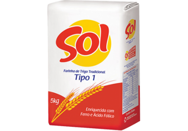 Farinha de trigo Sol tipo 1 pacote 5 kg