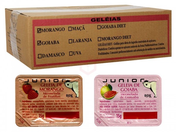 Geleia Junior sachê morango & goiaba caixa 144 x 15 g