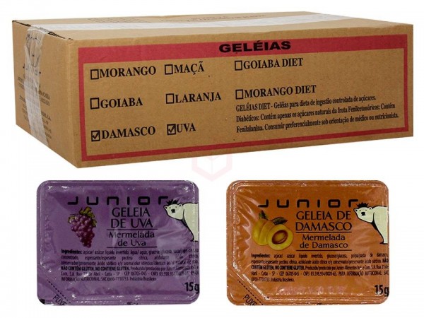 Geleia Junior sachê uva & damasco caixa 144 x 15 g