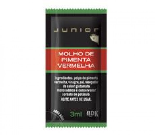 Molho de pimenta vermelha Junior sachê caixa 252 x 2 ml