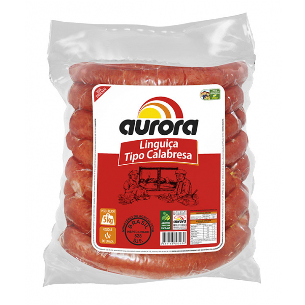 Linguiça tipo Calabresa Aurora pacote 5 kg