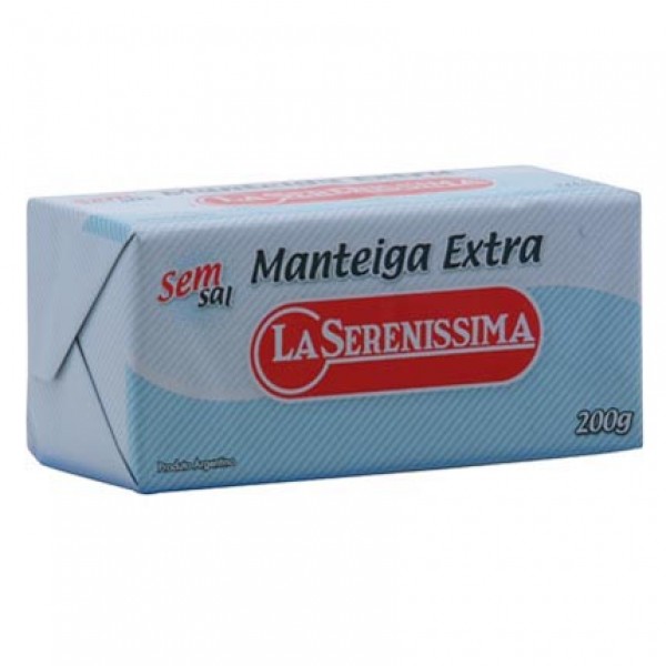 Manteiga La Serenissima sem sal tablete 200 g