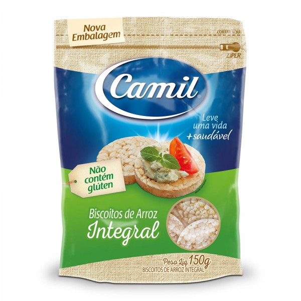 Biscoito de arroz Camil integral pacote 150 g