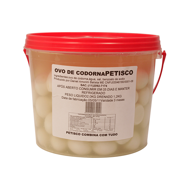 Ovos de Codorna em Conserva balde 1,2 kg