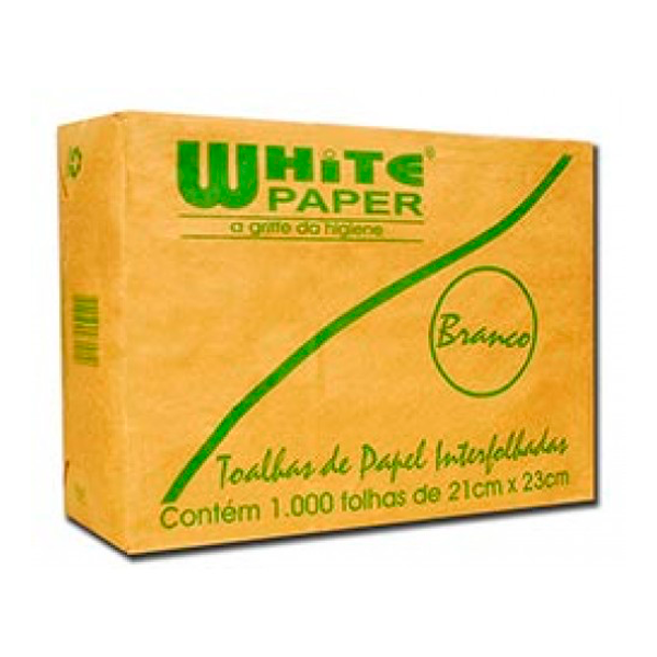 Toalha de Papel Interfolhada branca pacote com 1.000 folhas