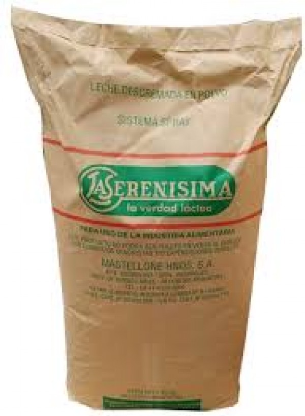 Leite em pó desnatado instantâneo La Serenissima pacote 25 kg