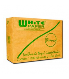 Toalha de Papel Interfolhada branca pacote com 1.000 folhas